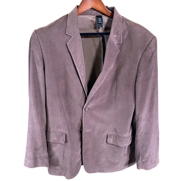 Claiborne Mens Blazer Jacket Size 44R Brown Corduroy Double Button Retro Classic - Picture 1 of 16